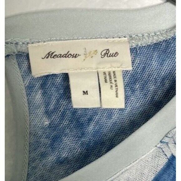 Anthropologie Meadow Rue Blue Floral Watercolor Linen Blend Fields Swing Top M - Picture 5 of 7